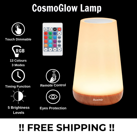 CosmoGlow - Portable RGB Touch Lamp: 13 Colors, Remote Control, USB Rechargeable